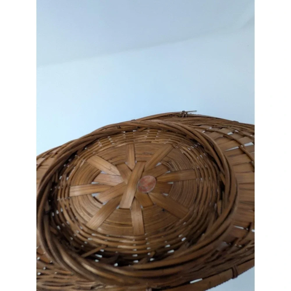 Vintage Hand Woven Basket Ikebana Boat Wicker Bread Flowers Fruit Centerpiece